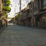 town street with row of residential houses in sunlight